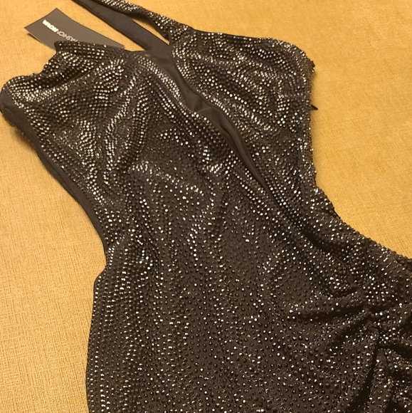 Black Rhinestone Mini Dress - Picture 5 of 7
